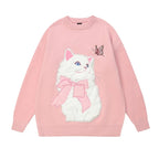 Fluffy Cat Print Sweater