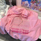 Cute Pink Love Heart Good For U Oversized Hoodie Sweatshirt Long Sleeve Pullover Jumper Sweater E-Girl Kawaii Korean Japanese Harajuku Streetwear
