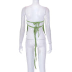 Green Strapless Bandage Backless Top