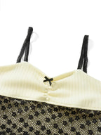 Black Mesh Bow Patchwork Tank Top