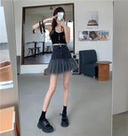 Black Tulle Patchwork Denim Skirt