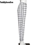 Cute Contrast Cargo Pant Loose Waist Plaid Checkered Trouser Jogger E-Girl Kawaii Korean Japanese Harajuku Chinese Retro Streetwear Aesthetic