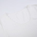 White Ribbed Lace Long Sleeve Shirt
