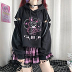 Rabbit Punk Print Hollow Out Hoodie