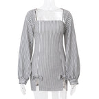 2PCS Vertical Stripe Slip Dress + Jacket