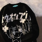 Anime Girl Oversized Knit Long Sleeve Sweater
