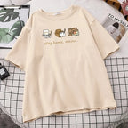 Cat Box Print Short Sleeve T-shirt