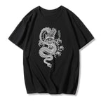 Cute Chinese Dragon Oversized Punk Goth Print Short Sleeve Shirt Tee T-shirt E-Girl Kawaii Korean Japanese Harajuku Chinese Retro Streetwear Aesthetic