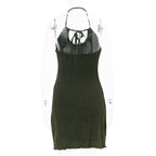 Green Knit Halter Mini Dress