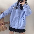 Cute Anime Cartoon Print Long Sleeve Zipper Zip Up Hoodie Sweatshirt Sweater Pullover Jumper E-Girl Kawaii Korean Japanese Harajuku Streetwear