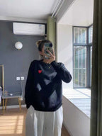 Cute Heart Embroidery Turtleneck Knit Pullover Sweater Sweatshirt Pullover Long Sleeve Shirt Casual E-Girl Kawaii Korean Japanese Harajuku Streetwear