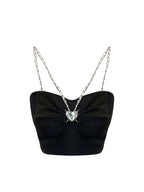 Black Heart Chain Strap Crop Top