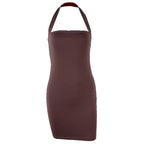 Brown Halter Backless Dress