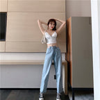 Cut Out Loose High Waist Denim Jeans