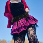 Sexy Lace Up Trim Plaid Pleated Mini Skirt Punk Goth Dark Academia School Girl E-Girl Kawaii Korean Japanese Harajuku Streetwear