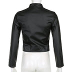 Black PU Leather Zipper Jacket