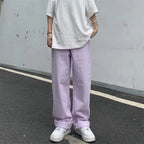 Cute Vintage Purple Baggy Loose Straight High Waisted Pants Wide Leg Denim Trousers Aesthetic Casual Summer E-Girl Kawaii Korean Japanese Harajuku