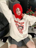 Lady Cartoon Print Sweatshirt