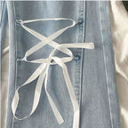 Sweet High Waist Lace Flare Jeans