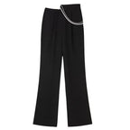 Pearl Rhinestone Black High Waist Pants
