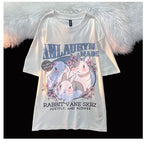 Rabbit Floral Print Short Sleeve T-shirt
