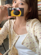 Floral V Neck Button Jacket