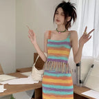 Rainbow Stripe Tassel Tank Top + Maxi Skirt
