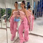 Pink Pocket Cargo Pants
