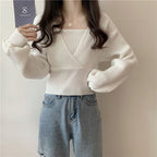 White Knit Crop Sweater