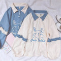 Cute Bunny Rabbit Graphic Vintage Collar Long Sleeve T- Shirt Sweatshirt Aesthetic Casual E-Girl Kawaii Korean Japanese Harajuku