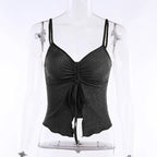 Blue Glitter Ruched Tank Top