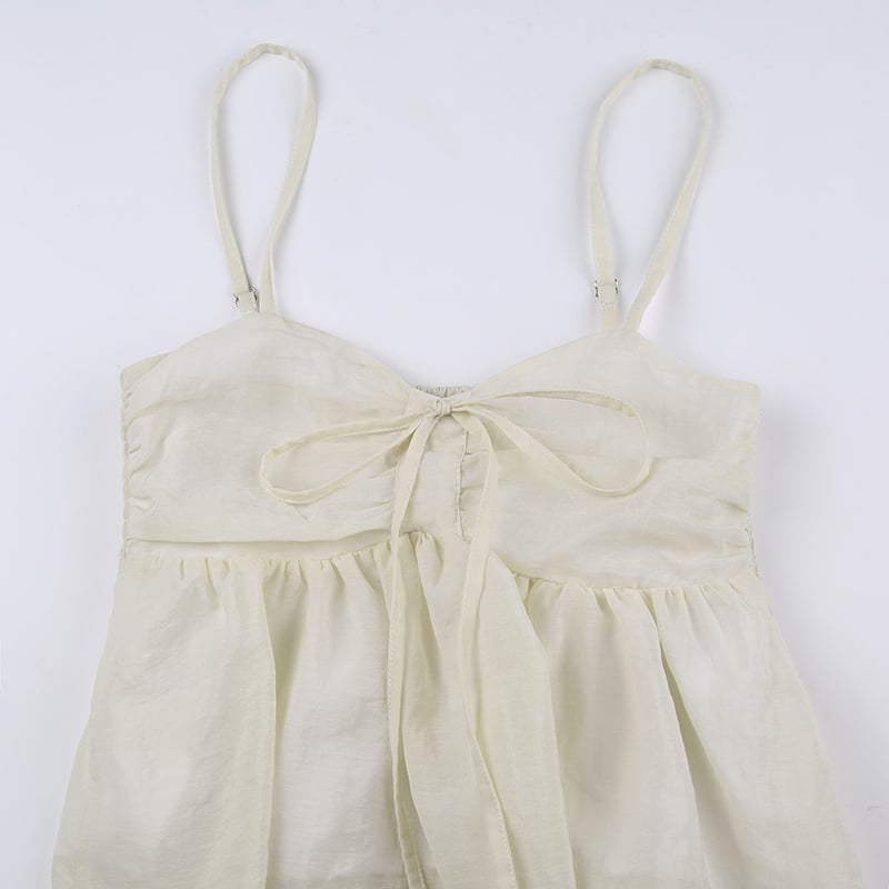 Yellow Double Layer Lace Up Top