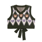 Bear Argyle Knit Sweater Vest