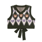 Bear Argyle Knit Sweater Vest