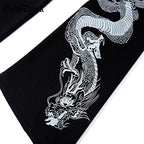 Sexy Black Goth Punk Dragon Print Vintage Sweatshirt Loose Crop Top Long Sleeve Shirt T-shirt E-Girl Kawaii Korean Japanese Harajuku Streetwear