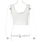 Lace Patchwork Bow Tank Top