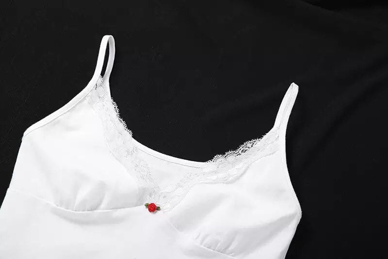 Rose Embroidery 2pcs Set Tracksuit Crop Top + Shorts Pajama Set Loungewear Summer Aesthetic Casual E-Girl Kawaii Korean Japanese Harajuku