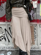 Drawstring Split Low Rise Maxi Skirt