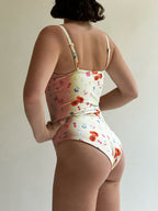 Vintage Floral Fruit Print One Piece Swimsuit