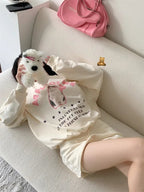 Cat Question Mark Graphic Print Loose Sweatshirt