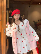Strawberry Peterpan Collar Ruffle Mini Dress