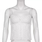 White Lace Milkmaid Fairy Crop Top