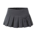 Grey Bow Low Waist Tiered Pleated Skirt