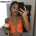 Cute Sexy Backless Bandage Halter Tank Cami Crop Top Shirt Tee T-shirt E-Girl Kawaii Korean Japanese Harajuku Chinese Retro Streetwear Aesthetic