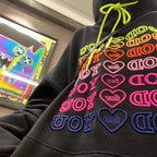 Cute Pink Love Heart Good For U Oversized Hoodie Sweatshirt Long Sleeve Pullover Jumper Sweater E-Girl Kawaii Korean Japanese Harajuku Streetwear
