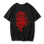 Cute Chinese Dragon Oversized Punk Goth Print Short Sleeve Shirt Tee T-shirt E-Girl Kawaii Korean Japanese Harajuku Chinese Retro Streetwear Aesthetic