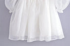 White Puff Sleeve A-Line High Waist Mini Dress