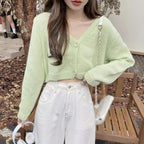 Pastel Knit V Neck Cardigan