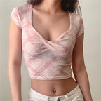 Pink Plaid Crop Top