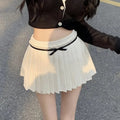 Preppy Pleated Bow Patchwork Mini Skirt